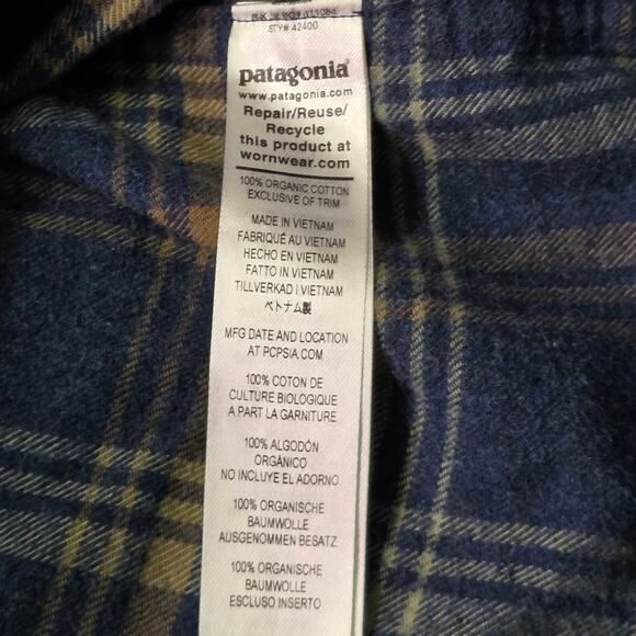 Patagonia Fjord Flannel Shirt Men’s XXL Natural Organic Cotton Midweight - Picture 7 of 7